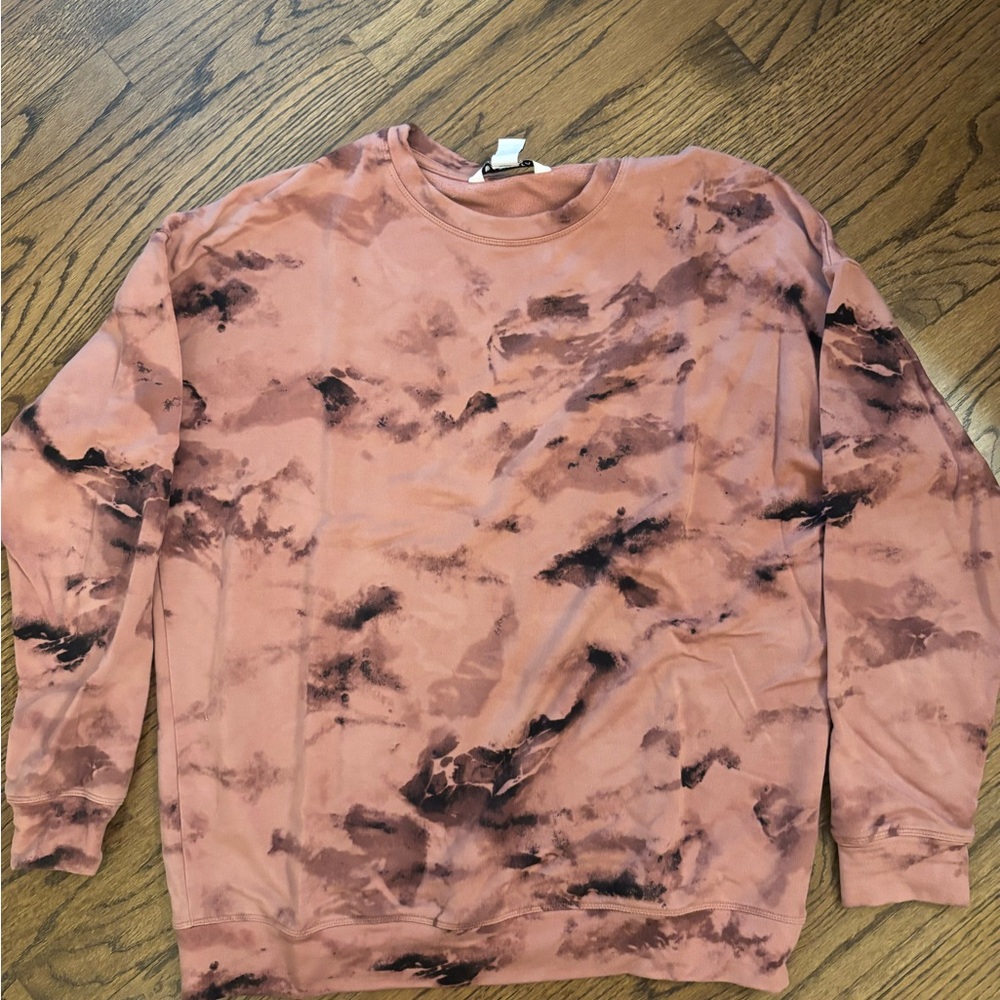 Athleta Pink and Black Tie-Dye Sweatshirt